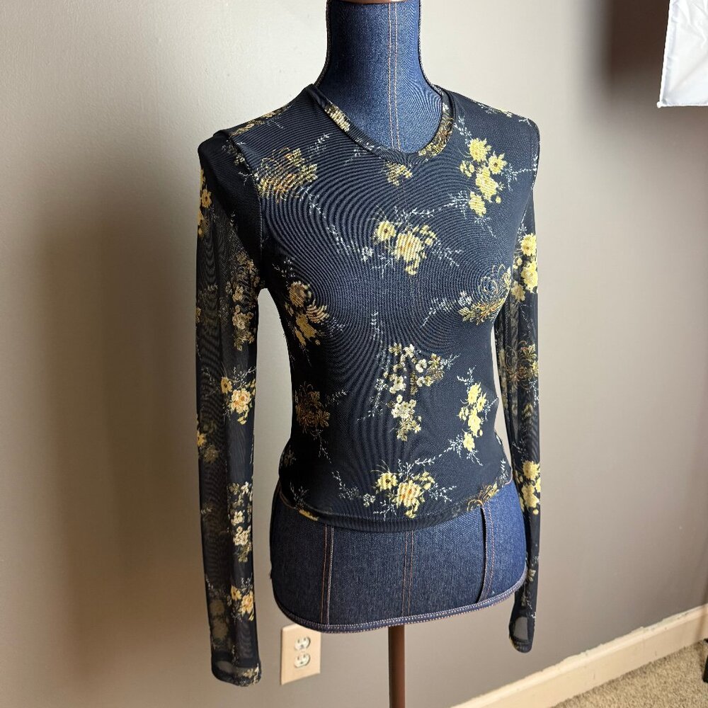 Forever 21 M, Floral Mesh Shirt